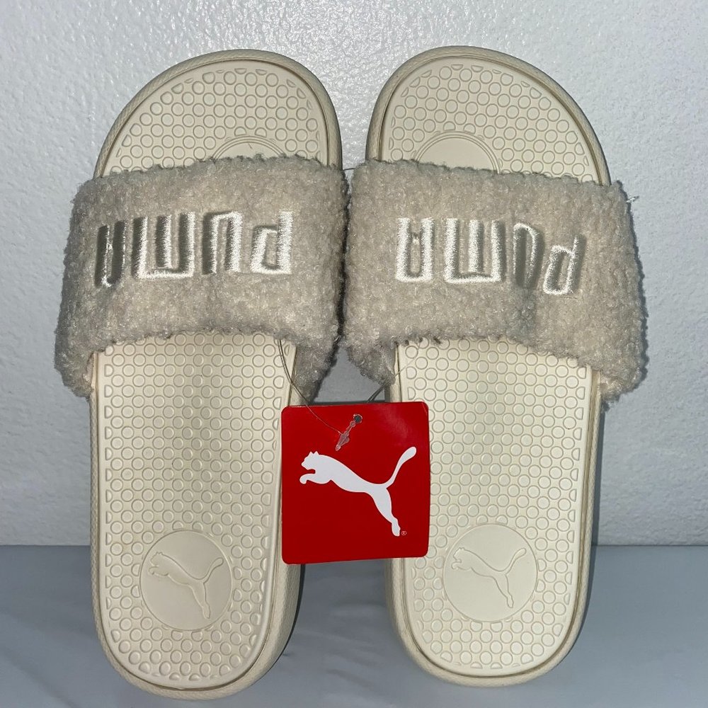 PUMA Women's Cool Cat Sherpa Sandals Whisper White Size 8 New With Tags